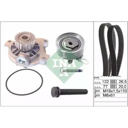 Комплект ГРМ + помпа VW T4 2.4D 90-03, 55/57kw, AJA/AAB (530 0406 30)