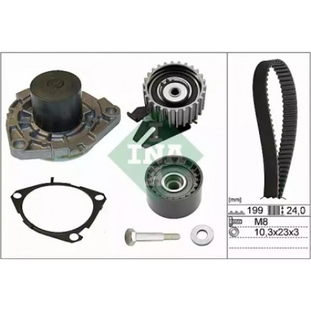 Комплект ГРМ + помпа Fiat Bravo/ Stilo 1.9 JTD 03- (530 0628 30)