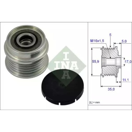 Шкив генератора Audi A4/A6/Skoda Superb/VW Passat 1.6-2.0/1.9 TDI 96-05 (535 0005 10)