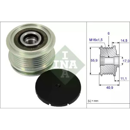 Шкив генератора VW T5/Caddy/Crafter/Octavia, 6PK (535 0012 10)