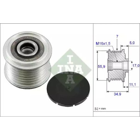 Шкив генератора VW Touareg/Porsche Cayenne 3.2-4.8 02- (535 0083 10)