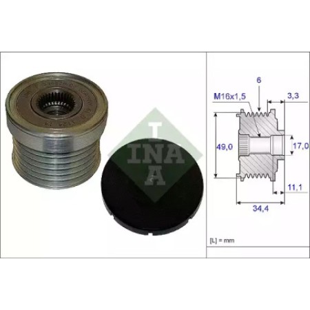 Шкив генератора BMW 3 (E36/E46)/5 (E60)/X5 (E70) 1.6-3.5i -12 (6PK) (535 0183 10)
