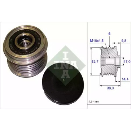 Шкив генератора BMW 3 (E90/F30/F80)/ 5 (F10) 05-16, N47 D20A/D20C, 6PK (535 0203 10)