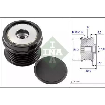 Шкив генератора Ford Fiesta/Focus/Mondeo 10- (535 0252 10)