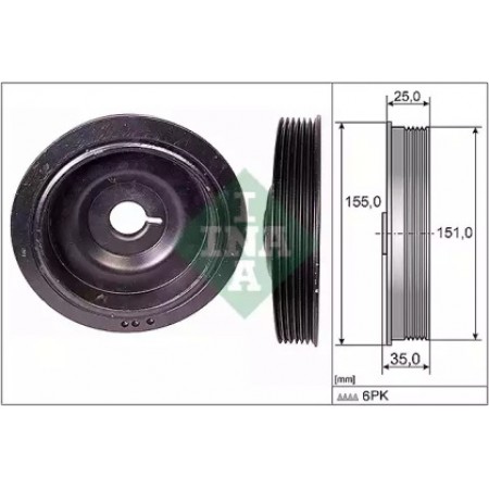 Шкив коленвала Renault Megane/Kangoo/Clio 1.5 dCi 08-/05- (6PK) (544 0090 10)