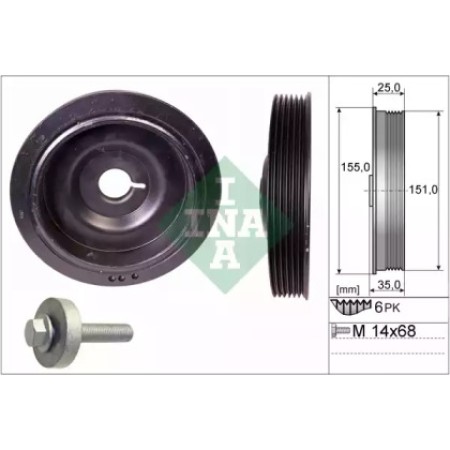 Шкив коленвала Renault Megane/Kangoo/Clio 1.5 dCi 08-/05- (6PK) с болтом (544 0090 20)