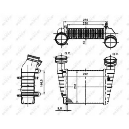 Радиатор интеркулера VW Passat 1.9/2.0 TDI 00-05 (30138A)