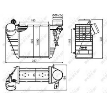 Радиатор интеркулера Skoda Octavia/VW Bora/Golf IV 1.8T/1.9TDI 97-05 (30847)