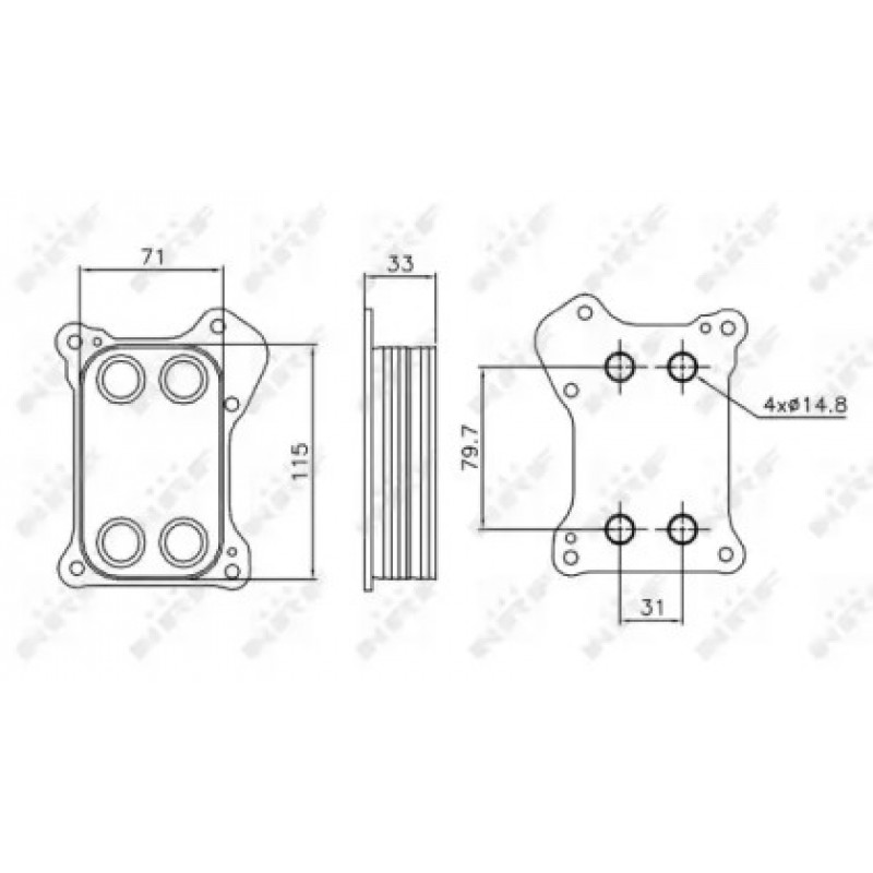 Радиатор масляный Fiat Doblo 1.3D/1.4 10- (теплообменник) с к-ктом прокладок (31167)