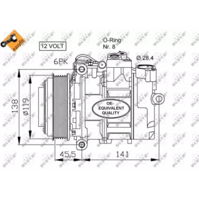 Компрессор кондиционера MB Sprinter CDI -06 (d=119mm) (32053)