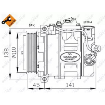 Компрессор кондиционера MB Sprinter/Vito CDI (d=110mm) (32214)