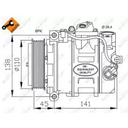 Компрессор кондиционера MB Sprinter/Vito CDI (d=110mm) (32214)