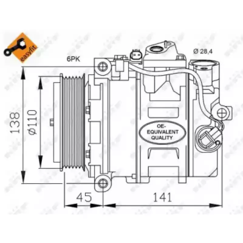 Компрессор кондиционера MB Sprinter/Vito CDI (d=110mm) (32214)
