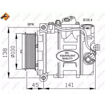 Компрессор кондиционера MB Sprinter/Vito CDI (d=100mm) (32256)