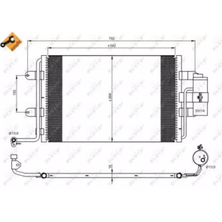 Радиатор кондиционера VW Golf III/ IV 1.9 TDI 97-05 (35227)