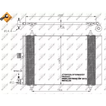Радиатор кондиционера Citroen Xsara/Peugeot 406/607 1.8-3.0 98-11 (35437)