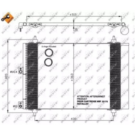 Радиатор кондиционера Citroen Berlingo/Peugeot Partner 1.6HDI 05- (35843)