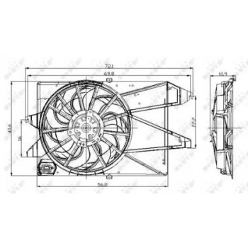 Вентилятор радиатора Ford Mondeo III 1.8/2.0 00-07 (с диффузором) (47005)