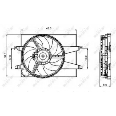 Вентилятор радиатора Ford Fiesta/Fusion 01-12 (с диффузором) (47006)