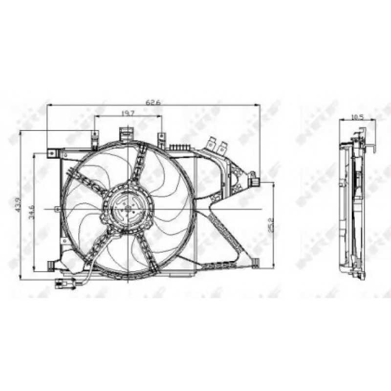 Вентилятор радиатора Opel Combo 01- (с диффузором) (47012)