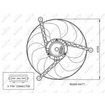 Вентилятор радиатора (электрический) VW Sharan 1.9/2.0 TDI 95-10 (47057)