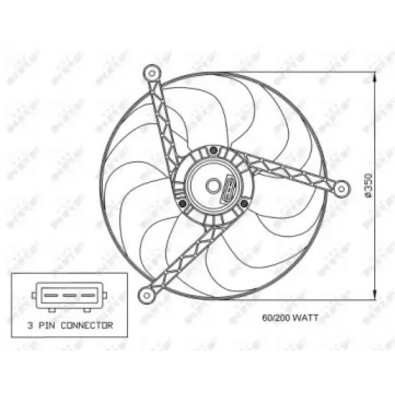 Вентилятор радиатора (электрический) VW Sharan 1.9/2.0 TDI 95-10 (47057)