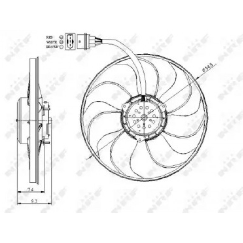 Вентилятор радиатора (электрический) VW Golf IV 1.8-3.2 96-06 (47393)