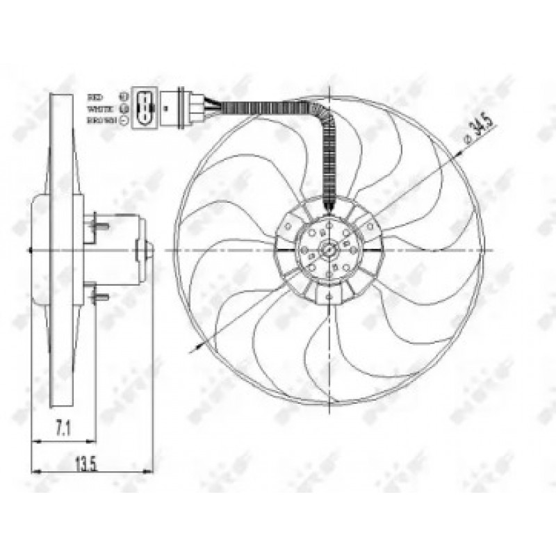 Вентилятор радиатора (электрический) Skoda Fabia/Octavia/VW Polo 1.0-1.6 16V/Golf IV 1.9 TDI 94-07 (47397)