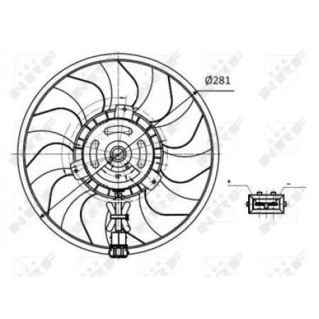 Вентилятор радиатора (электрический) VW T4 1.9-2.5TDI (d=280mm) (47418)