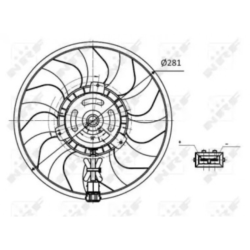 Вентилятор радиатора (электрический) VW T4 1.9-2.5TDI (d=280mm) (47418)