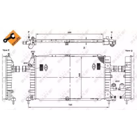 Радиатор охлаждения Opel Astra H/Zafira A/B 1.3-1.9 CDTI 04- (53415)