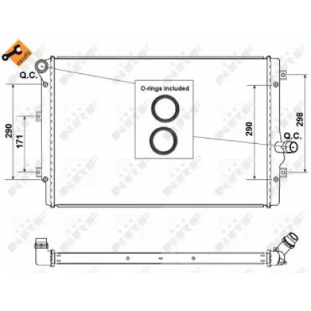 Радиатор охлаждения VW Caddy III 1.6/2.0TDI 10- (AT/+/- AC) (53425)