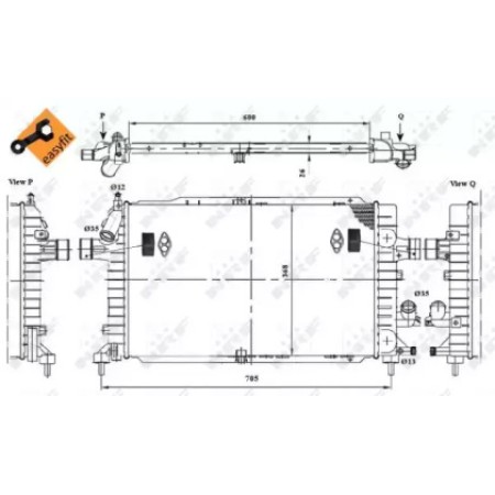 Радиатор охлаждения Opel Astra H 1.7-1.9CDTI 04-14 (53447)