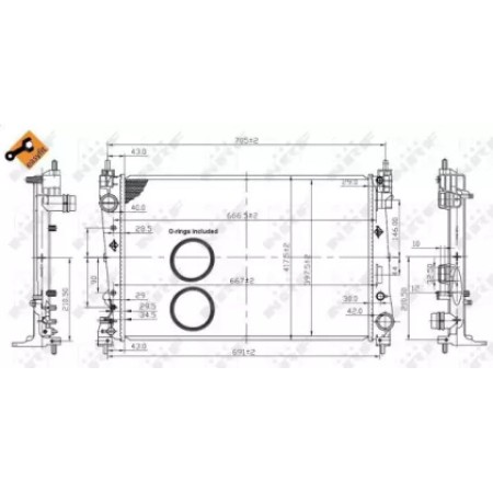 Радиатор охлаждения Fiat Doblo/Opel Combo 1.3/1.6/2.0 D Multijet 10- (53454)