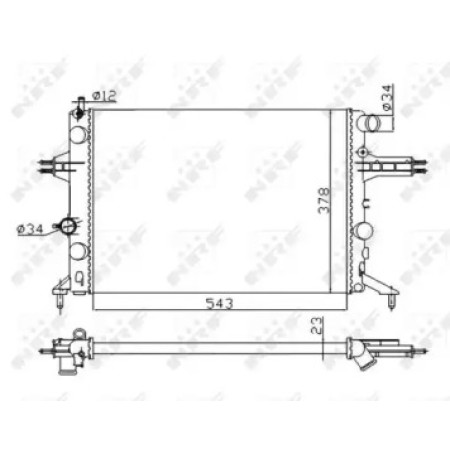 Радиатор охлаждения Opel Astra G/Zafira A 1.4-1.8 16V 98-05  (Economy Class) (53628A)