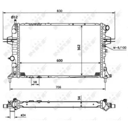 Радиатор охлаждения Opel Astra G/Zafira A 98-05 (53898)