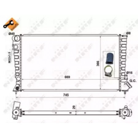 Радиатор охлаждения Citroen Berlingo/Peugeot Partner 1.8D/1.9D 96- (58189)