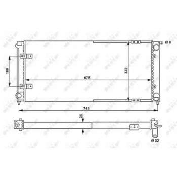 Радиатор охлаждения VW Golf I/II 1.6-1.8 81-92 (322x675x34) (58712)