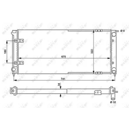Радиатор охлаждения VW Golf I/II 1.6-1.8 81-92 (322x675x34) (58712)
