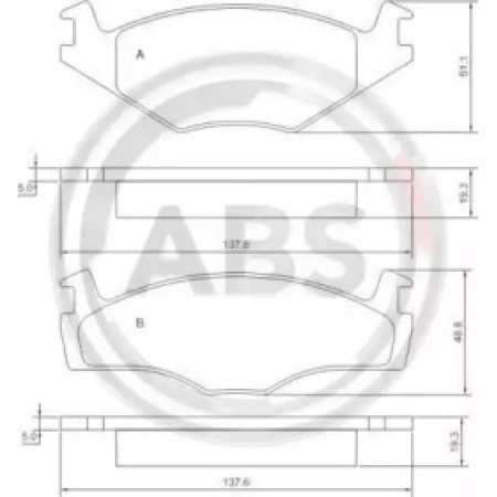 Передние тормозные колодки A.B.S. для Volkswagen Caddy, Seat Cordoba, Volkswagen Golf, Seat Ibiza, Volkswagen Jetta (81-03) 36536