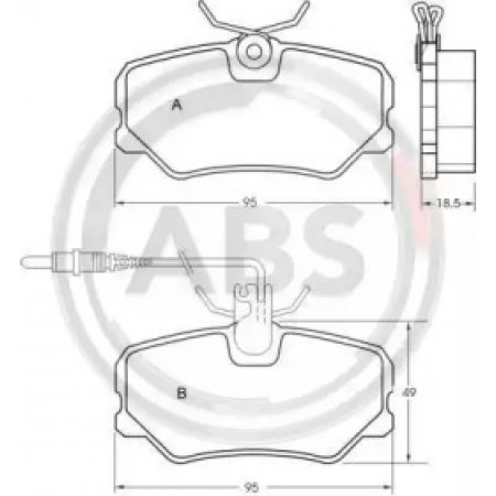 Передні гальмівні колодки A.B.S. для Peugeot 405 (92-99) 36651