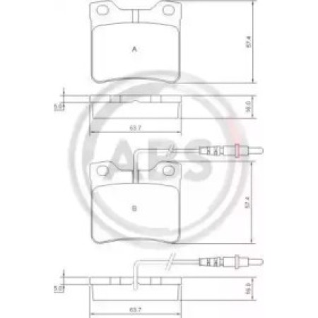 Задние тормозные колодки A.B.S. для Peugeot 406, 607 (95-) (ATE) 36683