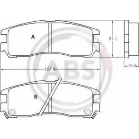 Задние тормозные колодки A.B.S. для Mitsubishi Galant, Pajero (87-12) (107.8x41.1x15.5) 36690