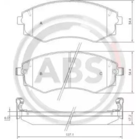 Задні гальмівні колодки A.B.S. для Hyundai Santa Fe, Sonata, Tucson, Kia Magentis, Sportage 36717