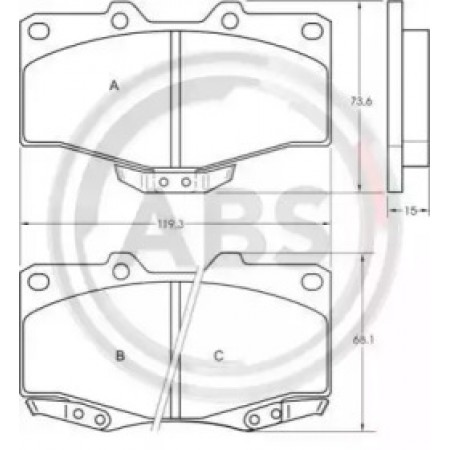 Передние тормозные колодки A.B.S. для Toyota Land Cruiser, Hilux, 4 Runner, Volkswagen Taro (89-) 36724