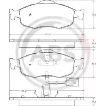 Передні гальмівні колодки A.B.S. для Ford Transit, Mondeo (93-00) (ATE) 36808
