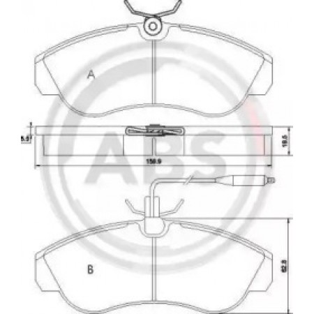 Передні гальмівні колодки A.B.S. для Fiat Ducato, Citroen Jumper, Peugeot Boxer (94-02) (1.8t) 36884