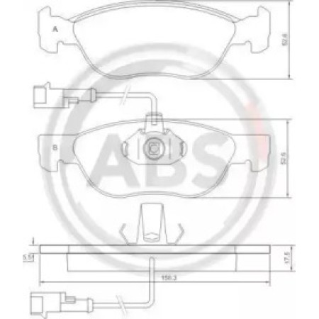 Передние тормозные колодки A.B.S. для Fiat Bravo, Marea (96-02) (ATE) (156.3x52.6x17.6) 36893