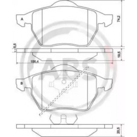 Передние тормозные колодки A.B.S. для Audi A4, Volkswagen Golf, Passat (94-) (ATE) 36898