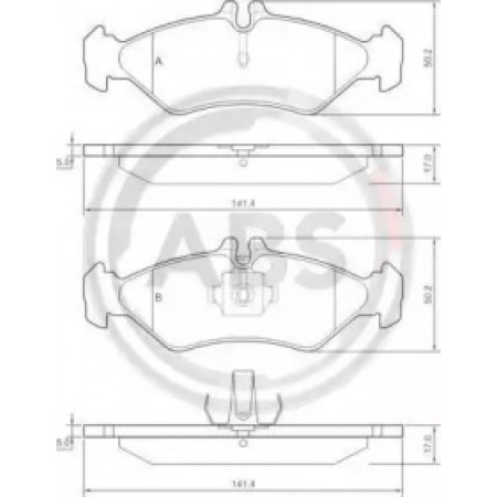 Задние тормозные колодки A.B.S. для Mercedes Sprinter 208-216 (96-06) (ATE) 36902
